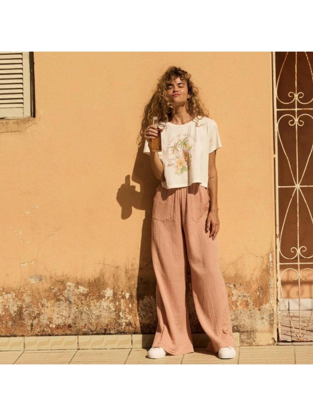 Roxy What a Vibe Cotton Gauze Pants Sz S Beach Boho Summer Surf